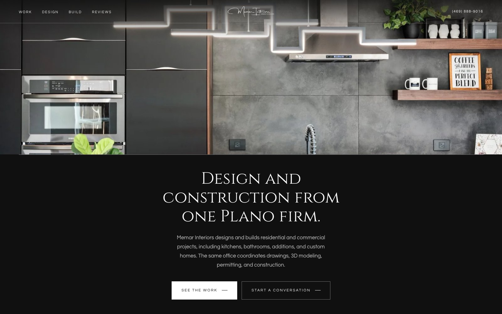 The new Memar Interiors homepage concept